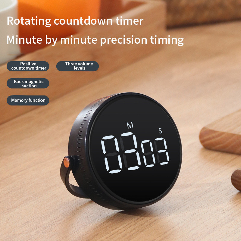 Cronometru digital magnetic pentru bucătărie, gătit, duș, studiu, cronometru, contor LED, alarmă, reamintire manuală, numărătoare inversă electronică