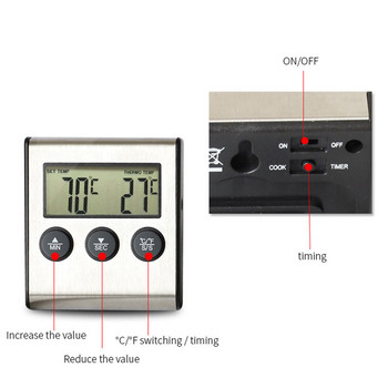 Безжични двойни сонди Цифров термометър за месо на открито Термометър за готварска фурна за барбекю с голям LCD екран за кухня 0℃~300℃