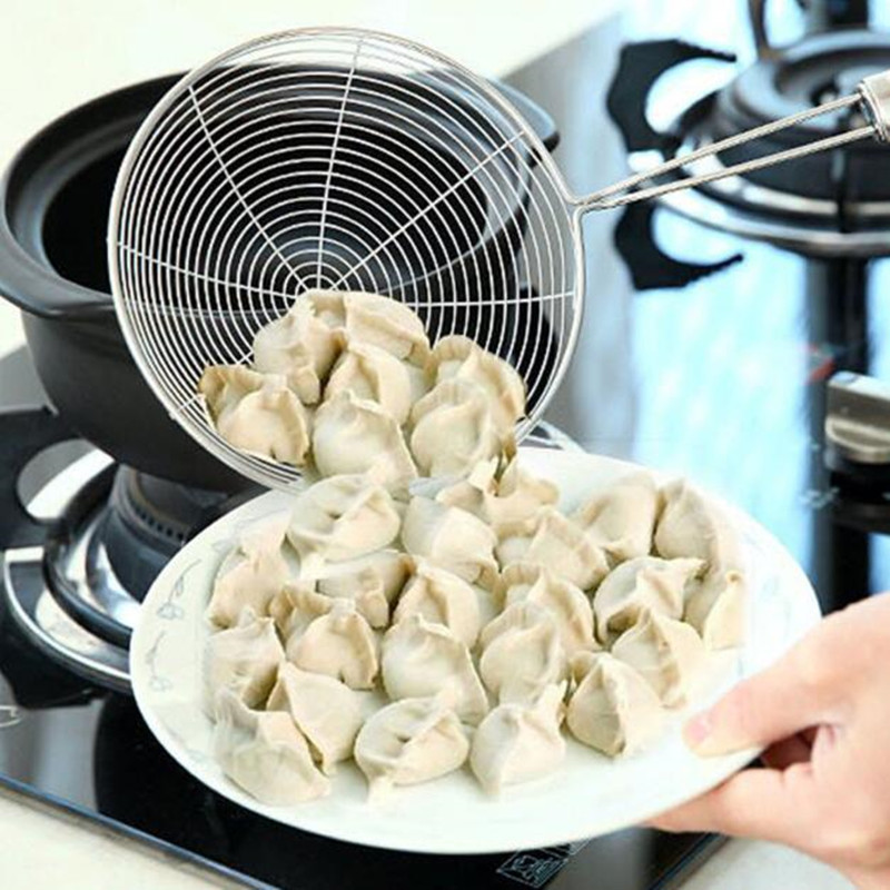 Ovali skimeris nerūdijančio plieno filtras tinklelis aliejaus puodas maisto filtras virtuvės reikmenys kiaurasamtis keptas filtras virtuvės sietelis kepimui virimo įrankis