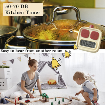 Таймер за деца, сладък дигитален кухненски таймер за готвене Хронометър Часовник Таймер с магнитни силни алармени таймери