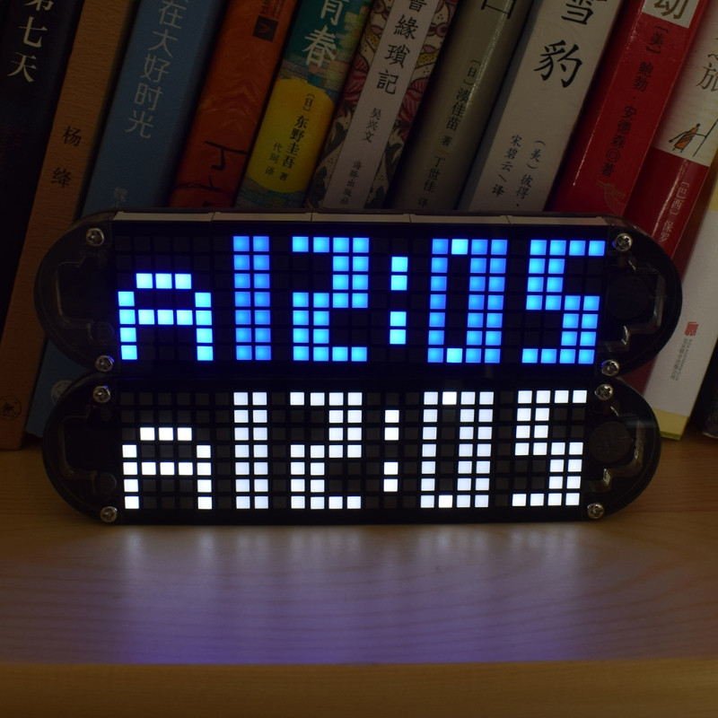 Contor de temperatură DS3231 Kit de ceas cu alarmă LED cu matrice digitală de puncte de înaltă precizie DIY cu carcasă transparentă Afișare dată și oră