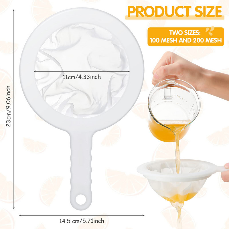 Bucătărie Filtru cu plasă de nailon ultrafină Sită din plastic Filtru lingură Plasă de separare pentru lapte de soia, cafea, lapte, miere, suc de iaurt