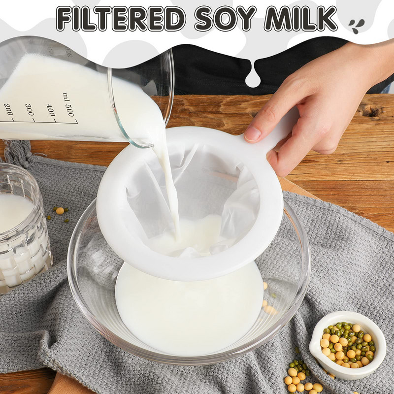 Bucătărie Filtru cu plasă de nailon ultrafină Sită din plastic Filtru lingură Plasă de separare pentru lapte de soia, cafea, lapte, miere, suc de iaurt