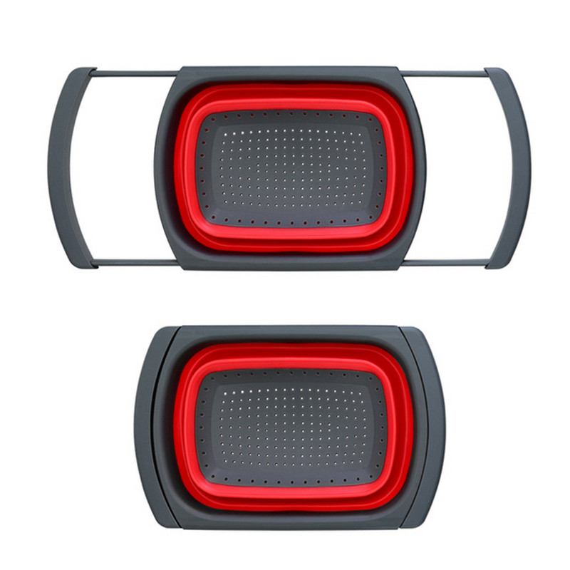 Sulankstomas kanalizacijos krepšelio kiaurasamtis Didelis vaisių, daržovių plovimo krepšio sietelis silikoninis kiaurasamtis Sulankstomas kanalizacijos kiaurasamtis virtuvės įrankis