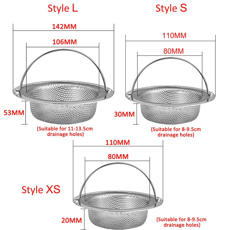 Cadă din oțel inoxidabil Captorul de păr Opritor pentru orificiul de scurgere de duș Filtru cu mâner Capcană Bucătărie Metal Chiuvetă Scurgere de pardoseală