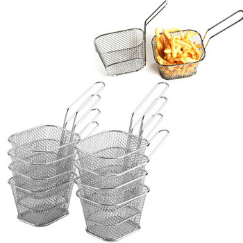 8 ΤΕΜ Μίνι ανοξείδωτα καλάθια για τηγανητές τσιπς Παρουσίαση Καλάθι σουρωτήρι Καλάθι φαγητού Εργαλείο κουζίνας Καλάθι τηγανιτές πατάτες μαγειρέματος
