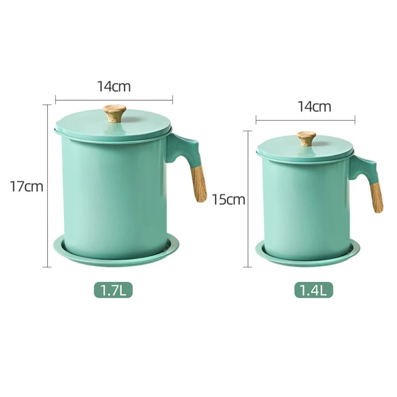 Oală cu filtru de ulei Capacitate 1,4 L/1,7 L Recipient pentru ulei Sticlă de fierbător cu capac rezistent la praf Organizator de bucătărie Depozitare rezervor pentru filtru de ulei