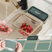 Scurgere pentru chiuveta de bucătărie Coș de scurgere pentru legume, fructe, suport cu ventuză pentru depozitare în bucătărie, raft cu filtru, sac de unică folosință