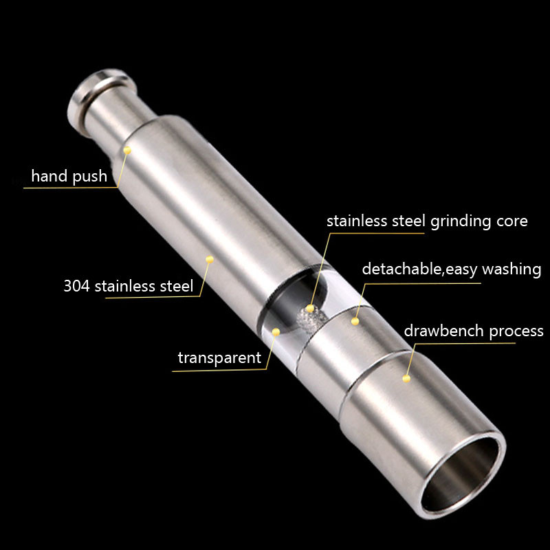 Manuaalne soola- ja pipraveski komplekt pöidlaga surutud pipraveski roostevabast terasest vürtsikastmeveskid metallist hoidikuga köögitööriistaga