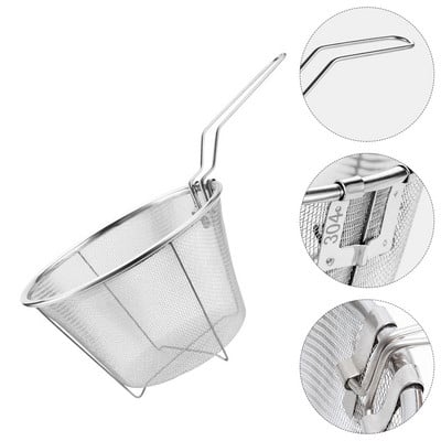 Basket Fry Frying Strainer Baskets Steel French Stainless Chip Fries Food Round Fryer Wire Mesh Deep Fried For Spoon Serving
