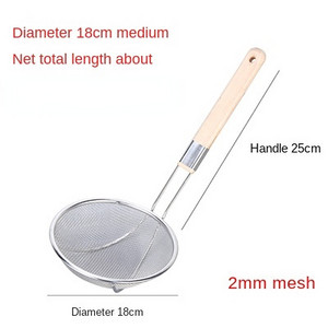 Tugevdatud roostevabast terasest kurn supilusikas puidust käepidemega köök peenvõrgust sõela pott Praadimine Toidufilter Küpsetustööriist