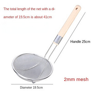 Tugevdatud roostevabast terasest kurn supilusikas puidust käepidemega köök peenvõrgust sõela pott Praadimine Toidufilter Küpsetustööriist