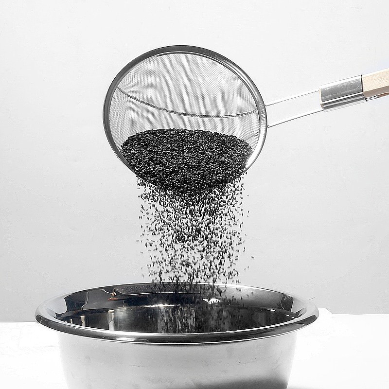 Tugevdatud roostevabast terasest kurn supilusikas puidust käepidemega köök peenvõrgust sõela pott Praadimine Toidufilter Küpsetustööriist