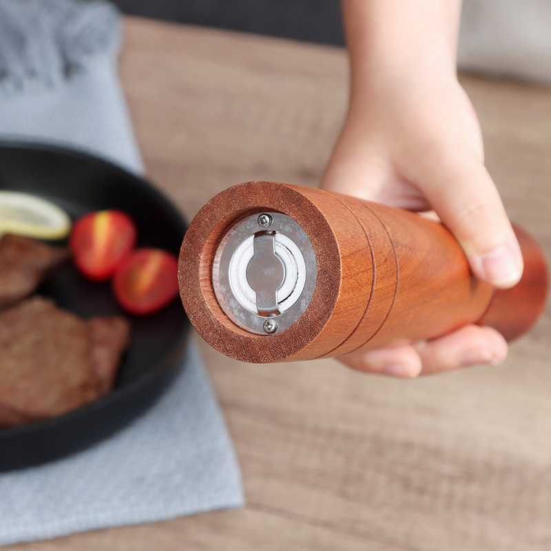 Ξύλινος μύλος πιπεριάς και αλατιού Αυτόματο σετ μπαχαρικών για σχέδιο Ρυθμιζόμενοι μύλοι Κεραμικός ξύλινος ηλεκτρικός μύλος κεραμικών κουζίνας