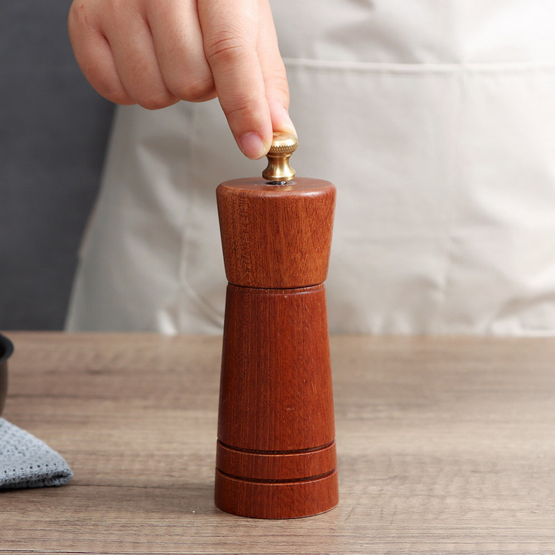 Ξύλινος μύλος πιπεριάς και αλατιού Αυτόματο σετ μπαχαρικών για σχέδιο Ρυθμιζόμενοι μύλοι Κεραμικός ξύλινος ηλεκτρικός μύλος κεραμικών κουζίνας