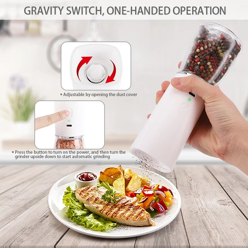 Mașină de tocat piper electrică reîncărcabilă Xiaomi Moara de sare și piper cu gravitație automată cu râșniță grosieră de mare capacitate