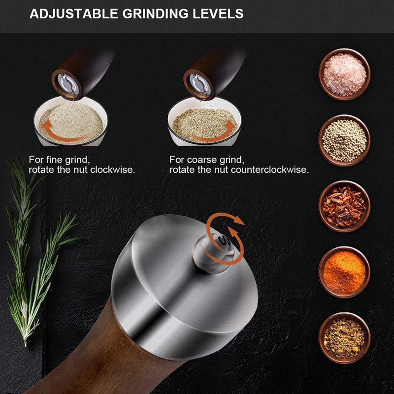 Set de 2 bucăți Set de râșniță pentru sare și piper, râșniță de sare din lemn de fag premium Agitatoare de piper Set cadou Ustensile de bucătărie cu miez din ceramică