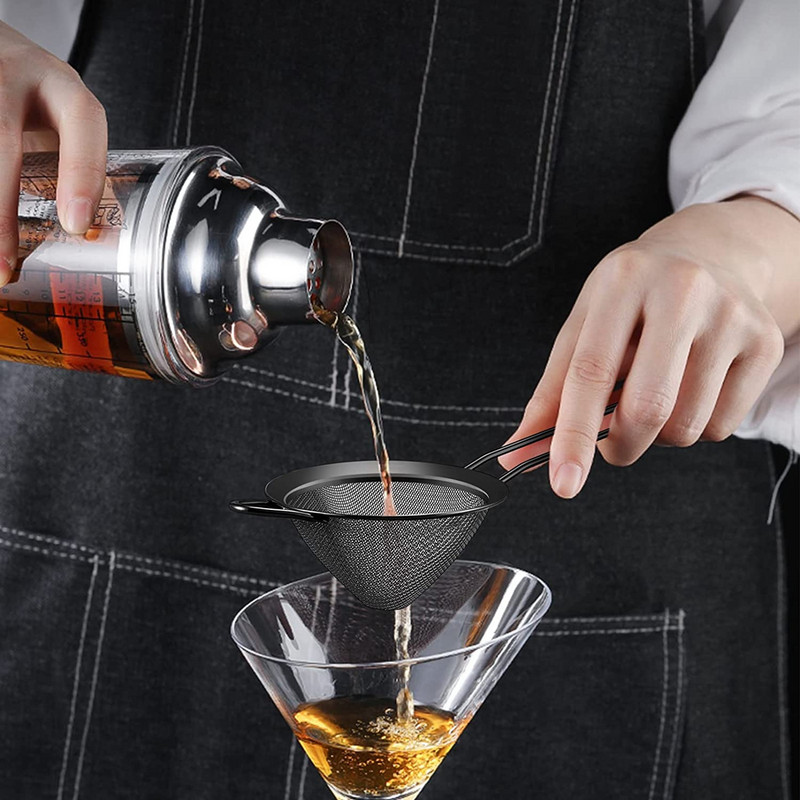 304 Nerūsējošā tērauda pārtikas sietiņi Konusa formas kokteiļu sietiņš kokteiļiem Tēja Garšaugi Kafijas dzērieni Smalka sieta sietiņa karote