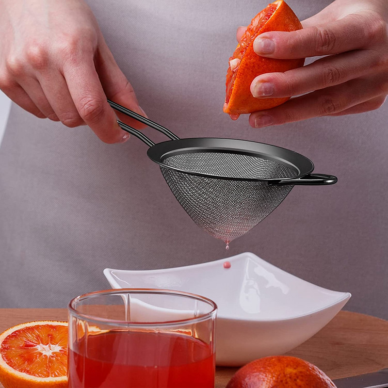 304 Nerūsējošā tērauda pārtikas sietiņi Konusa formas kokteiļu sietiņš kokteiļiem Tēja Garšaugi Kafijas dzērieni Smalka sieta sietiņa karote