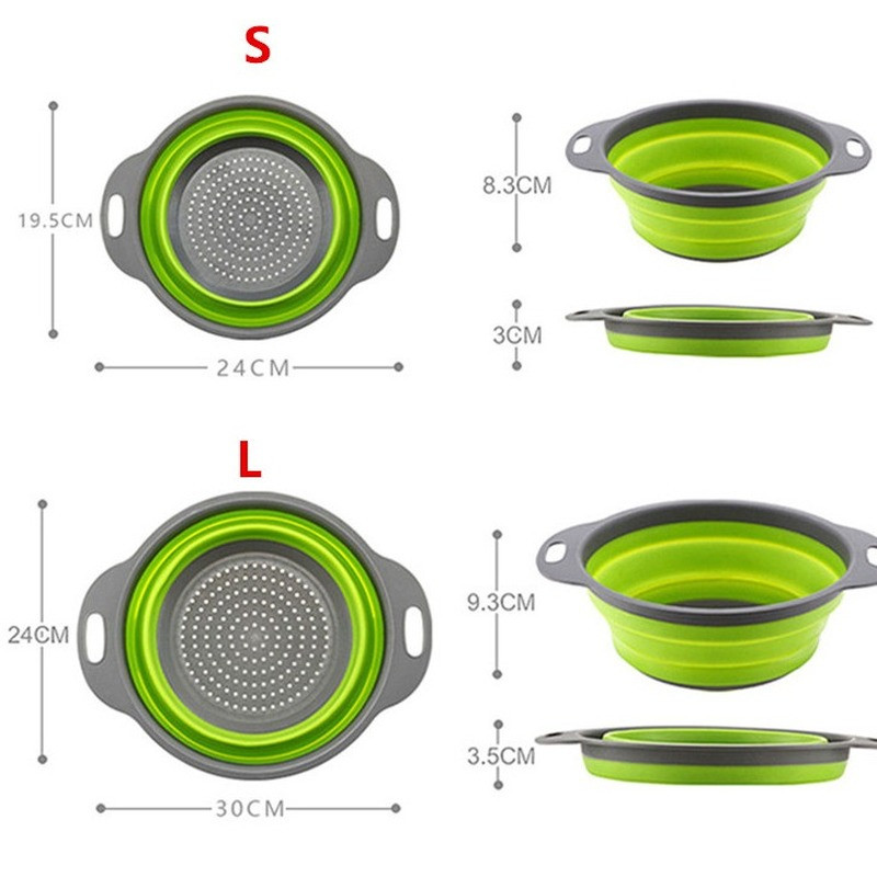 Coș de scurgere pliabil din silicon, coș de spălat fructe, legume, strecurătoare pliabilă, strecurătoare pliabilă, instrument de depozitare pentru bucătărie
