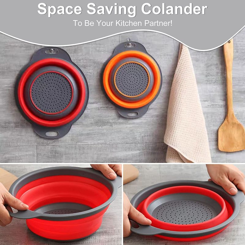 Coș de scurgere pliabil din silicon, coș de spălat fructe, legume, strecurătoare pliabilă, strecurătoare pliabilă, instrument de depozitare pentru bucătărie