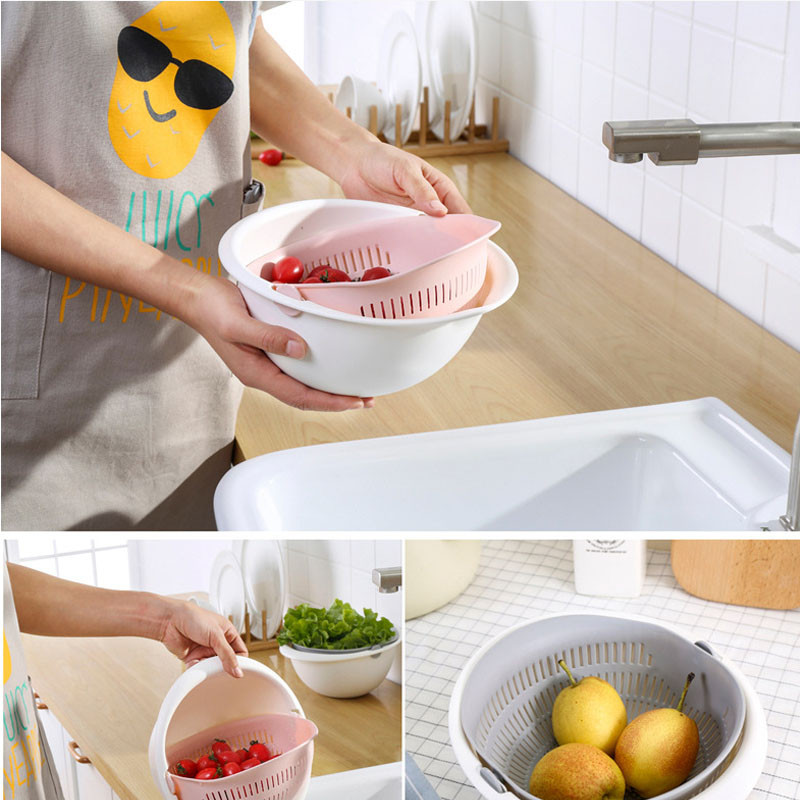 Köök silikoonist topelt äravoolu korv kauss pesu hoiustamine korvi kurnad kausid dreenimine köögiviljade puhastamiseks kurn