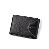 Portofel barbatesc din piele ecologica cu inchidere metalica de culoare neagra