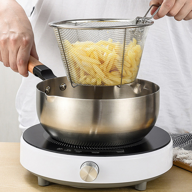 Nerūdijančio plieno kepimo krepšelis Praktiškas sulankstomas keptas krepšelis sietelis virtuvės įrankiai gruzdintos bulvytės kepimo kepimo krepšelis sietelis