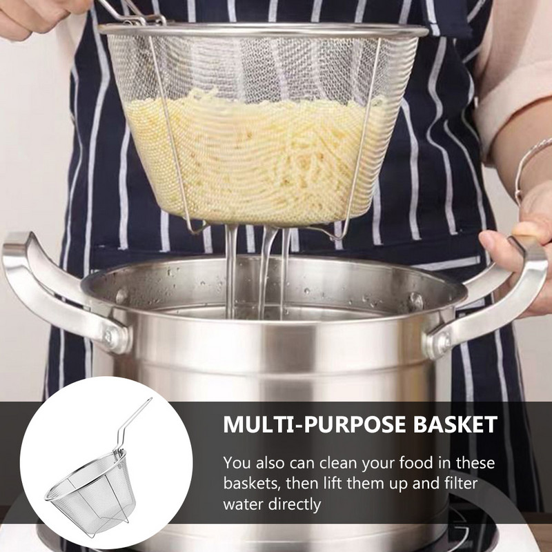 Nerūdijančio plieno kepimo krepšelis Praktiškas sulankstomas keptas krepšelis sietelis virtuvės įrankiai gruzdintos bulvytės kepimo kepimo krepšelis sietelis