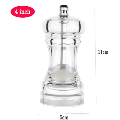 Noua râșniță din acril Rasnita de sare piper Rasnita manuală de râșniță de piper Moara de sare Condimente Moara de măcinare transparentă Instrument de bucătărie