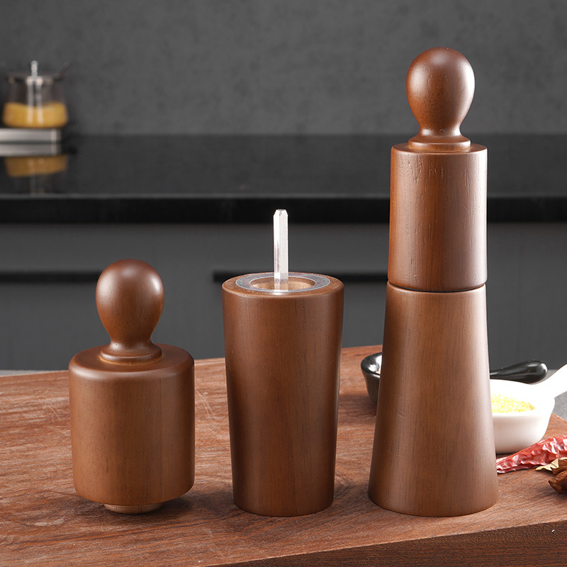 Rasnita de sare si piper de 8 inch Moara de piper din lemn Moara manuala de condimente Rasnita din lemn Unelte de gatit