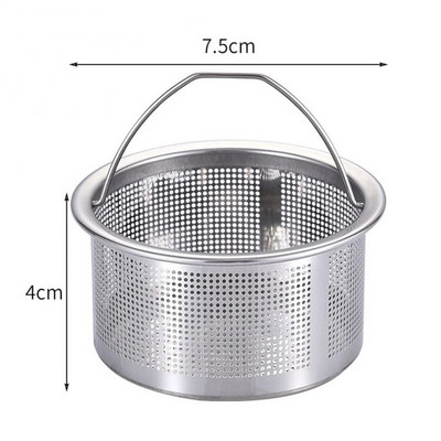 Virtuves izlietnes sietiņa spraudnis ar rokturi, notekas grozs Ūdens izlietnes notekas filtra grozs, nerūsējošais tērauds Virtuves atkritumu piederumi