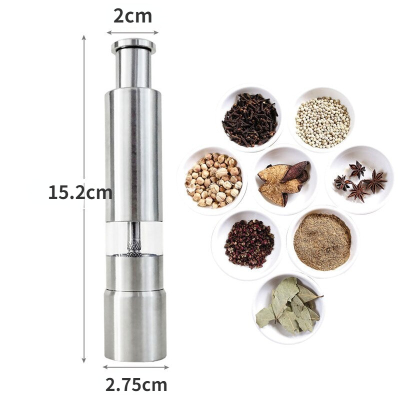 Împingeți cu degetul mare Moara de condimente pentru piper Personalizare Tocător de sare portabil Tocător manual de piper Condimente Condimente Agitatoare de sare și piper