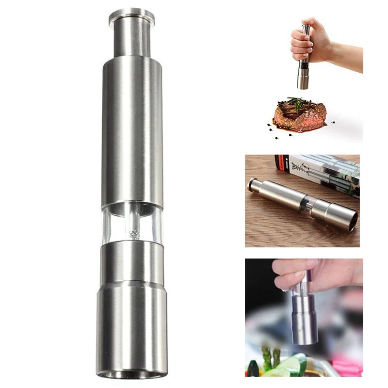Împingeți cu degetul mare Moara de condimente pentru piper Personalizare Tocător de sare portabil Tocător manual de piper Condimente Condimente Agitatoare de sare și piper