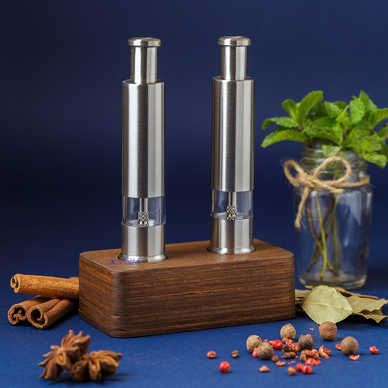 Împingeți cu degetul mare Moara de condimente pentru piper Personalizare Tocător de sare portabil Tocător manual de piper Condimente Condimente Agitatoare de sare și piper