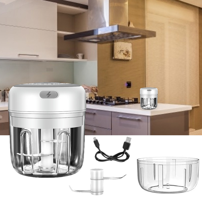 Elektriline mini-küüslauguhakkija koos USB-laetava toiduga kaasaskantava väikese köögikombainiga paprika küüslaugu pähklite purustaja/purusti jaoks