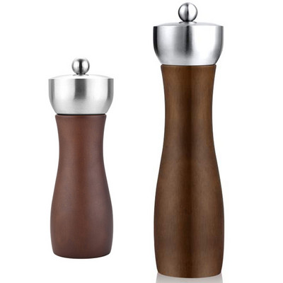 Set mlinova za sol i papar, mlinac za papar od punog drveta Podesivi keramički mlin za jezgru Kuhinjski alat za kuhanje Vrhunsko drvo bukve