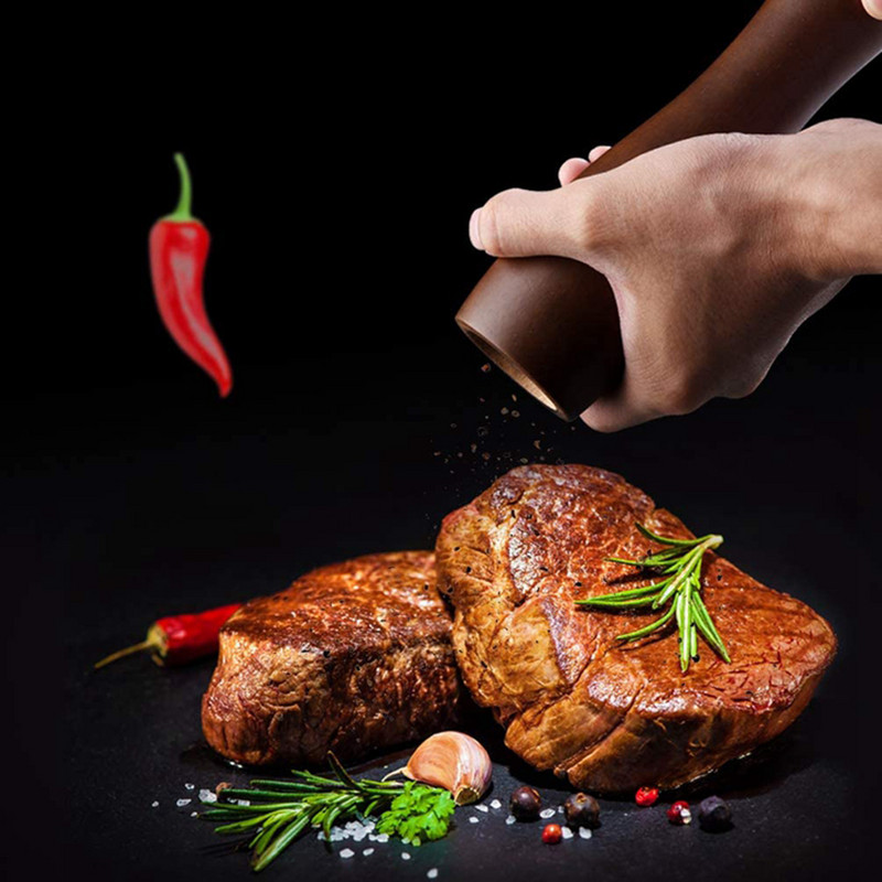 Set mlinova za sol i papar, mlinac za papar od punog drveta Podesivi keramički mlin za jezgru Kuhinjski alat za kuhanje Vrhunsko drvo bukve