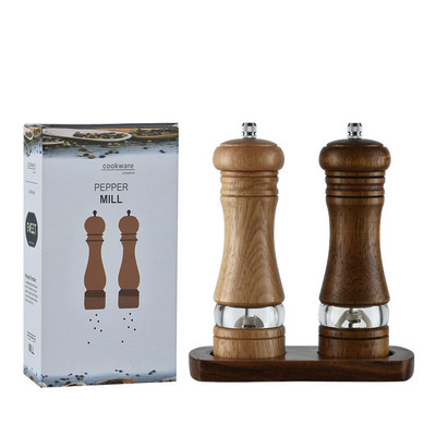 Rankinis pipirų malūnėlis medinės druskos ir pipirų malimo rožių druskos keraminis rotorinis malūnėlis Daugiafunkcis Cruet virtuvės įtaiso įrankis