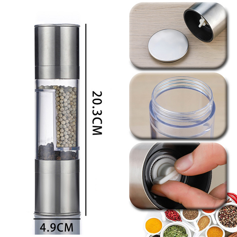 Viboelos râșniță manuală sare piper 2 în 1 râșniță din oțel inoxidabil râșniță chimen condimente condimente ustensile de bucătărie tocat pentru gătit