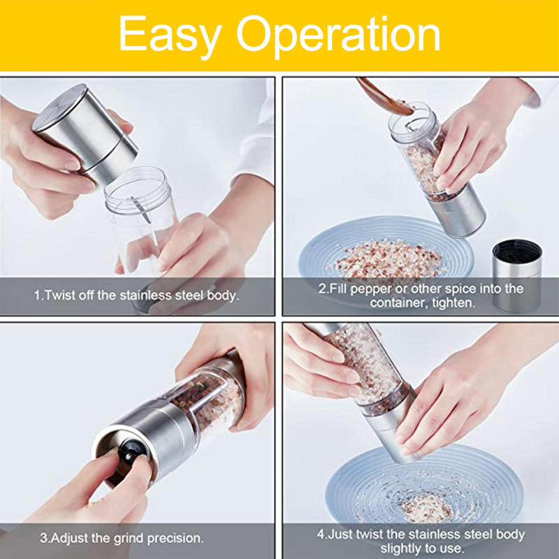 Viboelos râșniță manuală sare piper 2 în 1 râșniță din oțel inoxidabil râșniță chimen condimente condimente ustensile de bucătărie tocat pentru gătit