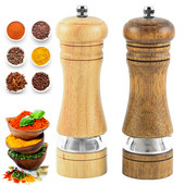 Set de moara de sare si piper din lemn si tava Rasnita manuala de piper cu moara de mirodenii din ceramica puternica, reglabila, unelte de gatit