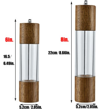 Акрилни и дървени мелнички за сол и черен пипер Комплект дървени и акрилни мелници Керамична мелница за подправки с регулируема грубост Шейкър за хоросан