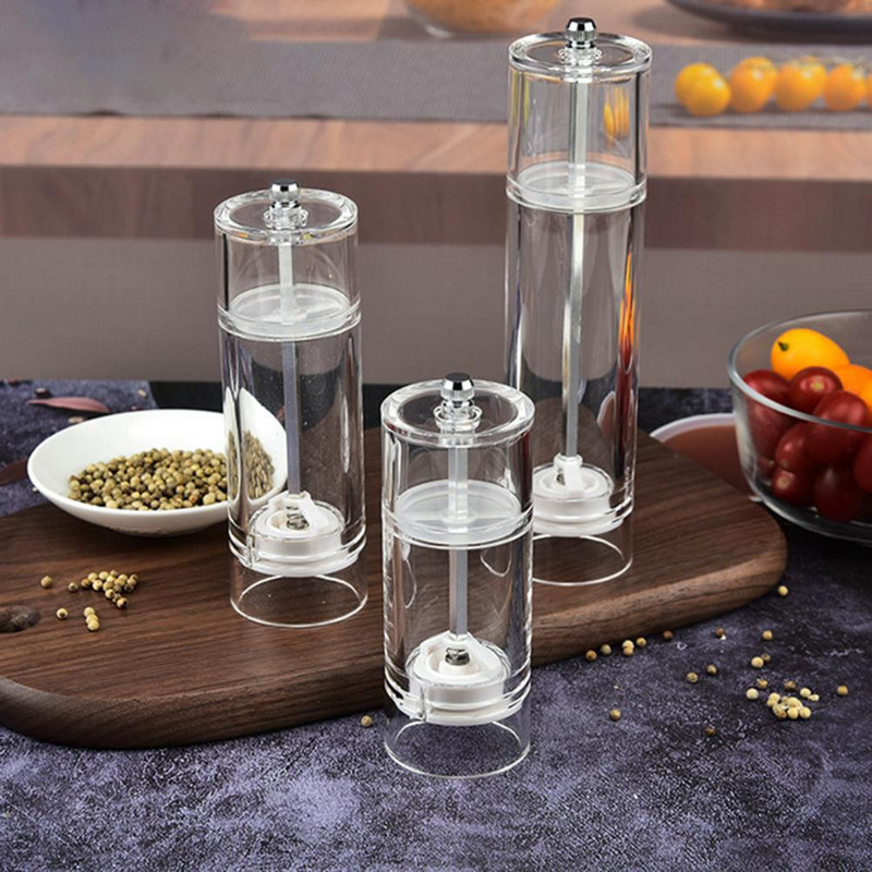 Spices Mill Fashion Multifunctional Pipper Grinder Dispenser Condiment Acrilic
