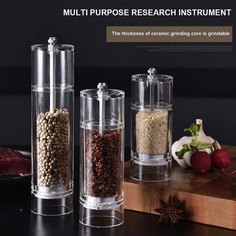 Spices Mill Fashion Multifunctional Pipper Grinder Dispenser Condiment Acrilic