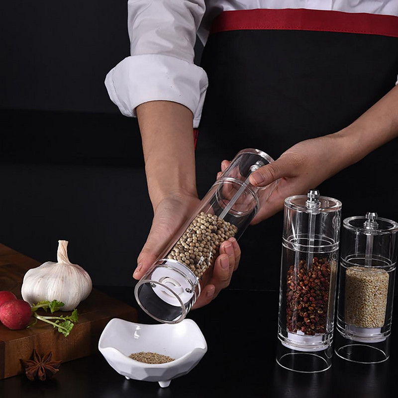 Spices Mill Fashion Multifunctional Pipper Grinder Dispenser Condiment Acrilic