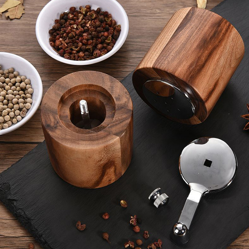 Rasnita de sare si piper Macinata de sare pentru ierburi Rasnita de condimente reglabila Mâner din lemn Sticla de macinare de piper Ustensile de bucatarie Gadgets 2020
