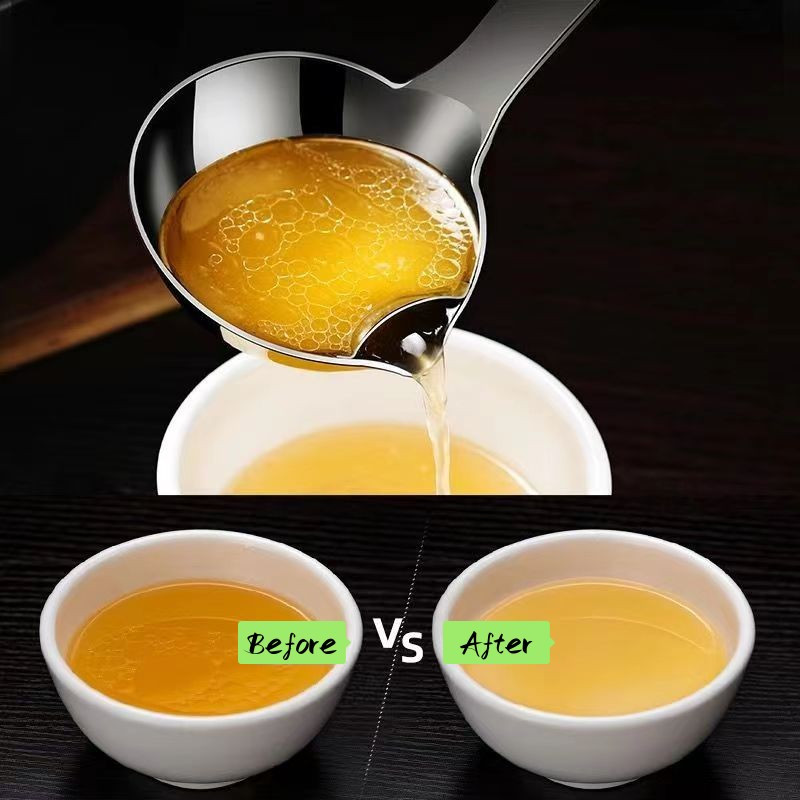 Scurătoare cu mâner lung din oțel inoxidabil Ustensile de bucătărie Scurtă cu linguriță cu ulei mare Făină cu tăiței găluște sită Skimmer plasă