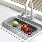 1vnt virtuvės kanalizacijos krepšelis kiaurasamtis vaisių ir daržovių plovimo krepšys sulankstomas sietelis sulankstomas kanalizacija namų virtuvės kriauklės filtras