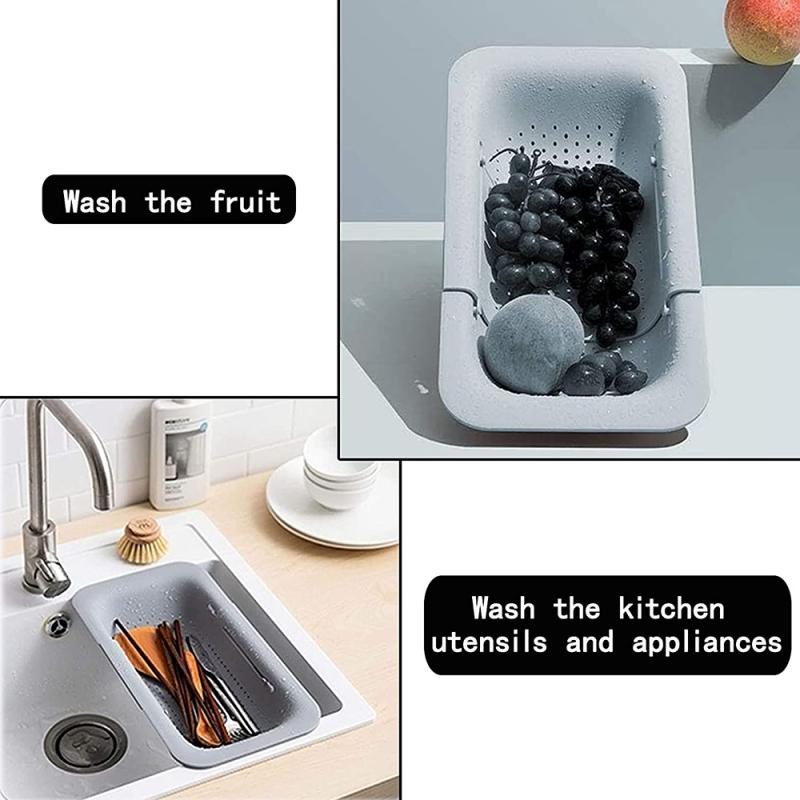 1vnt virtuvės kanalizacijos krepšelis kiaurasamtis vaisių ir daržovių plovimo krepšys sulankstomas sietelis sulankstomas kanalizacija namų virtuvės kriauklės filtras